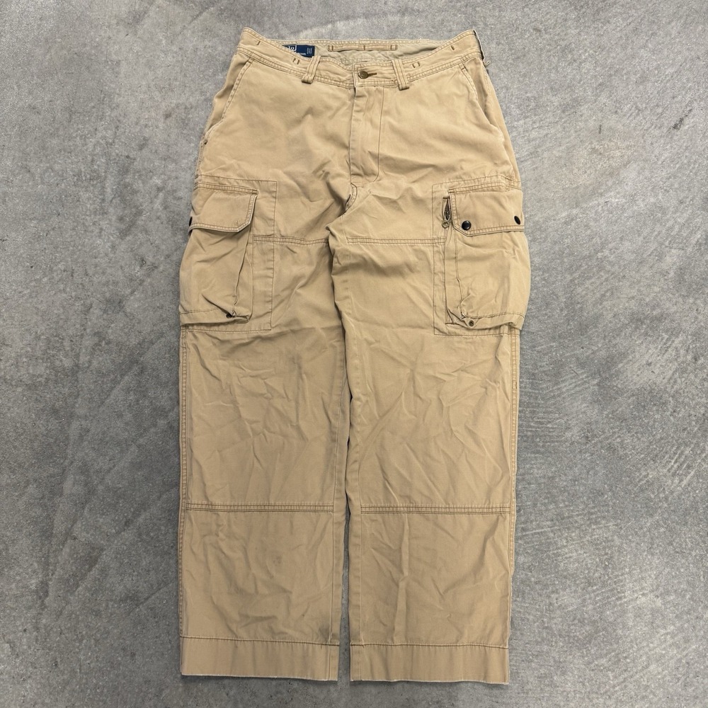 Men's Polo Ralph Lauren Cargo Pants 33x30 Tan Paratrooper Utility 90s Tactical